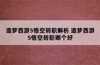 造梦西游5悟空转职解析 造梦西游5悟空转职哪个好